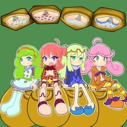 4girls ass childish_panties cottonkeystrokes ess_(puyo_puyo_tetris) inside_view panties puyo_puyo puyo_puyo_tetris raffina_(puyo_puyo) sitting_on_vase stuck_in_vase