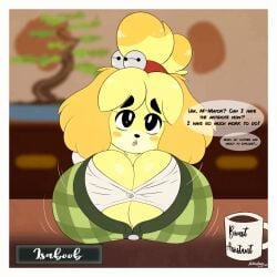 1:1 1girls 2020s 2021 absurd_res absurd_resolution absurdres animal_crossing animated asking beady_eyes bell_accessory black_eyes blush blushing_female bra breast_expansion breast_growth breasts canid canine canis cleavage clothed clothing cute cute_face dialogue embarrassed exclamation_mark exclamation_point expansion expansion_sequence eyebrows female female_focus female_only growing growth growth_sequence hi_res high_quality high_resolution highres huge_breasts impending implied_drugging isabelle_(animal_crossing) koffeekuma nervous pink_bra ripped_clothing ripping_clothing shiba_inu shiny shiny_breasts shiny_skin wardrobe_malfunction yellow_fur yellow_hair