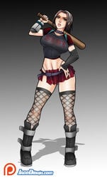 athletic_female breasts goth human jago_dibuja jo-beth_casey nude shaved_pussy text_on_shirt time_splitters timesplitters