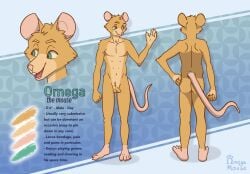 genitals hi_res male mammal model_sheet mouse murid murine omega_(omegamouse) omegamouse penis rodent text