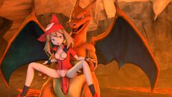 3d animal_genitalia anthro breasts charizard devilscry domination dragon duo erection female feral hair human human_on_anthro human_on_feral interspecies male male_domination mammal may_(pokemon) nintendo nipples nude on_top open_mouth penetration penis pokemon pokemon_(species) pokephilia reverse_cowgirl_position scalie sex size_difference source_filmmaker straight tail tapering_penis teeth vaginal_penetration video_games wings zoophilia