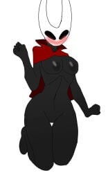 1girl big_breasts black_body blush blush_lines blushing blushing_female breasts bug bug_girl hollow_knight hollow_knight:_silksong hollow_knight_(franchise) hornet_(hollow_knight) horns large_breasts pussy solo solo_female spider spider_girl team_cherry