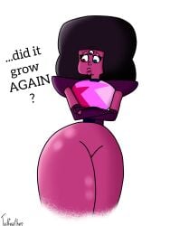 1girls afro alien cartoon_network curvy curvy_figure dialogue elbow_gloves eyelashes fat_ass female folded_arms fusion garnet_(steven_universe) gem_(species) gem_fusion half-dressed large_ass looking_down mommy plump_butt plump_lips purple_skin shiny_skin solo steven_universe tailfeather_(artist) text thicc_thighs thick_thighs