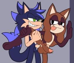 2boys anal anal_sex animal_genitalia animal_penis cum_in_ass gay johnny_the_hedgewolf male_only no_humans nookz_(artist) nookz_the_tanuki original_characters sonic_(series) yaoi