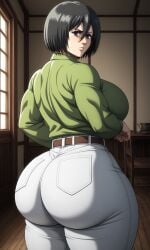 1girls ai_generated ass ass_bigger_than_head ass_bigger_than_torso ass_cheeks ass_focus attack_on_titan back_view big_ass big_breasts big_butt black_eyes black_hair bottom_heavy bubble_ass bubble_butt butt_focus caked_up cellulite curvaceous curvy curvy_female curvy_figure curvy_hips dumptruck_ass female female_focus female_only fully_clothed gigantic_ass inminent_sex kodansha large_ass leggings light-skinned_female light_skin looking_at_viewer looking_back mikasa_ackerman military_uniform pants pawg plump_ass plump_butt presenting_ass shingeki_no_kyojin short_hair spankable spankable_ass squatting steam steaming_body steamy_ass sweat sweaty_ass sweaty_thighs thick thick_ass thick_legs thick_thighs tight_clothes tight_clothing tight_pants uniform viewed_from_below voluptuous voluptuous_female white_pants wide_ass