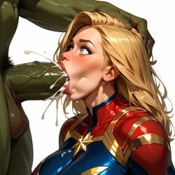 ai_art ai_assisted ai_generated blowjob blowjob_face carol_danvers cum cum_in_mouth cumshot cumshot_in_mouth fellatio forced_oral hulk male/female marvel marvel_comics ms._marvel ms._marvel_(carol_danvers) ms_marvel oral oral_sex straight