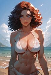 ai_generated anime_character beach bikini brown_hair female