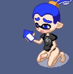 1boy animated cum cumming handjob inkling_boy male_only masturbation nintendo penis phone pixel_art splatoon ura_momo