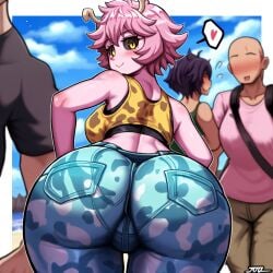 1girls ai_generated anus ashido_mina big_ass dat_ass female grin huge_ass mina_ashido mullon my_hero_academia novelai pink_hair smile solo superheroine thick_thighs thighs