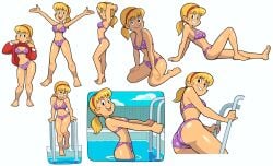 2025 aged_up ass bikini blonde_hair breasts cleavage diving_board frosty_the_snowman hairband karen_(frosty_the_snowman) mad_mad_mad_monsters multiple_views navel polka_dot polka_dot_bikini ponytail pool rankin-bass smile stealth_brock swimsuit thighs