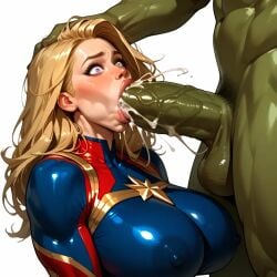 ai_art ai_assisted ai_generated blowjob blowjob_face captain_marvel cocksucking cum_in_mouth cum_inside cumshot cumshot_in_mouth dicksucking fellatio forced_oral hard_suck hulk hulk_(series) male/female marvel marvel_comics ms._marvel ms_marvel oral_creampie oral_penetration oral_sex straight suck sucking