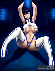 absurdres akiru big_breasts breasts cleavage female female_only highres kill_la_kill kiryuuin_satsuki large_breasts looking_at_viewer panties solo spread_legs thighhighs