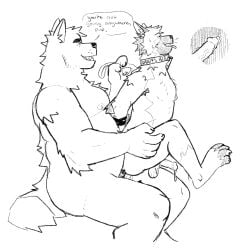 1:1 2025 age_difference anal anthro arm_tuft back_tuft balls biceps bodily_fluids body_hair bondage bondage bound canid canine chest_hair chest_tuft collar collar_only corruptedsnout dripping duo elbow_tuft erection facial_tuft genital_fluids genitals hairy hi_res holding_leash holding_object leash male male/male mammal manly mature_male monochrome neck_tuft nipples nude open_mouth pecs penetration penile penile_penetration penis precum precum_drip pubes sex shoulder_tuft sitting speech_bubble tongue tongue_out tuft