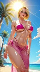 ai_generated android_18 bikini blonde_hair blue_eyes breasts dbz dragon_ball dragon_ball_super dragon_ball_z hands saraserah short_hair sunglasses tagme teasing teasing_viewer thong toned toned_female video walking wet wet_body wet_skin