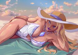 1girls beach big_ass big_breasts bikini blonde_hair cleavage emma_frost emma_frost_(marvel_rivals) emma_frost_(white_wave_queen) female female_only lying marvel marvel_rivals raaaaahhh2 thick_thighs voluptuous