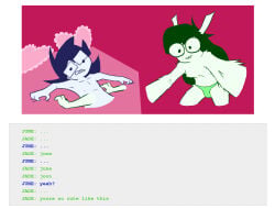 1boy 1girl chat_box homestuck incest jade_harley john_egbert ms_paint_adventures panties text