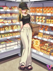 1girls 2025 ai_assisted ai_colored bag bent_back blush breasts collarbone commentary commentary_request crop_top crying dropped_object female female_orgasm full_body greyscale groceries grocery_store hat highres holding implied_vibrator indoors jewelry kakuremino7928 large_breasts long_hair navel necklace open_toe_shoes orgasm original pants platform_footwear platform_heels public public_humiliation public_indecency pussy_juice_stain remote_control_vibrator sandals sex_toy shirt shopping shopping_basket short_sleeves shoulder_bag solo spoken_blush spoken_squiggle spread_legs squiggle standing supermarket sweatpants toes trembling variant_set vibrator