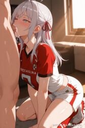 3d ai_generated alisa_mikhailovna_kujou anime blowjob blowjob_face breasts cleavage close_up deep_blowjob deepthroat drool drooling face_fucking fellatio female flat_belly glossy_skin hentai hetero intimate kneeling kneeling_on_ground kneeling_oral_position licking_penis long_hair maellepetite male medium_breasts naked nsfw nude nude_female oiled oiled_body oiled_skin open_mouth oral oral_penetration oral_sex penis penis_in_mouth petite petite_body petite_female saliva saliva_trail shiny_skin skin_shine skinny slim slim_waist small_breasts soccer_uniform stroking_penis sucking sucking_penis testicles throat_bulge tokidoki_bosotto_russian_de_dereru_tonari_no_alya-san tongue uncensored veiny_penis wet wet_skin