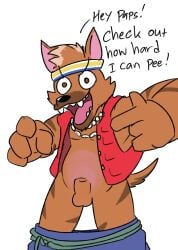 1boy 2026 animal_genitalia balls dreamworks english_text forgotten_island furry furry_only gay kula2541 male male_only raww_(forgotten_island) solo tagme text