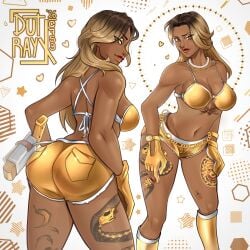 1girls ass big_ass big_breasts bikini_top breasts character_request cleavage dark-skinned_female dark_skin dutrayx female female_only fortnite solo tattoo