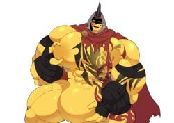 big_boobs big_muscles big_nipples male roblox tattoo the_battle_bricks yellow_body