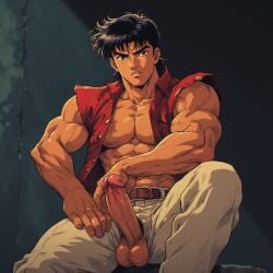 ai_generated anime_style male_only muscular_male tan_body