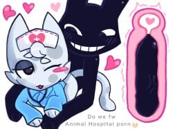 anomaly anthro anthro_on_anthro anthro_penetrated blushing bunny cat_ears cat_tail cum_in_pussy cum_inside dick_in_pussy hearts_around_head kottiechii nurse_hat nurse_uniform roblox roblox_game self_upload smiling tagme