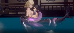 2girls 3d blender_(medium) ellen_joe fellatio femdom highres hug irrumatio multiple_girls nude oral pantsulette shark_girl smile tentacle_in_mouth tentacles water yidhari_murphy yuri zenless_zone_zero