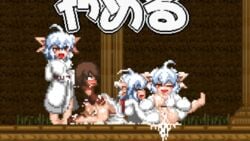 animated blueskin_no_mori cum cum_everywhere cum_in_pussy doggy_style monster_girl orgy penis pixel_art robe sex tagme white_hair