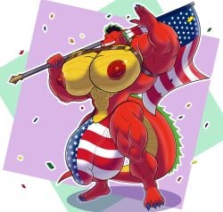 2026 4_fingers 5_fingers abs american_dragon:_jake_long american_flag american_flag_clothing anthro balls balls_outline biceps big_balls big_muscles big_nipples big_pecs big_penis black_nose blue_clothing broad_shoulders bulge claws clothing colored confetti detailed_bulge digital_drawing_(artwork) digital_media_(artwork) disney dragon ear_piercing ear_ring eastern_dragon erect_nipples european_mythology fingers flag flag_(object) flagpole genital_outline genitals green_hair hair half-erect hi_res holding_flag holding_object huge_balls huge_muscles huge_nipples huge_pecs huge_penis hyper hyper_balls hyper_genitalia hyper_muscles hyper_pecs hyper_penis jake_long long_tail male mike_dramon_(artist) muscular muscular_male muscular_thighs mythological_creature mythological_scalie mythology nipples pecs penis penis_outline piercing pointy_ears quads red_body red_clothing red_scales ring_piercing scales scalie shaded small_waist smile smiling_at_viewer snout solo straps straps_across_chest tail teeth tenting thick_tail thong triceps underbite underwear united_states_of_america western_dragon white_clothing yellow_body yellow_scales