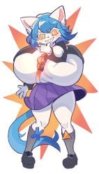 1girls ass big_ass big_butt blue_hair butt fur furry furry_only tagme tail white_background white_fur yellow_eyes