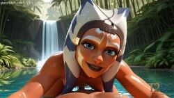 ahsoka_tano ai_generated blue_eyes breasts female star_wars water