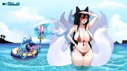 2026 ahri armpit_fetish armpits arms_up ass_visible_through_thighs barely_contained_breasts beach belly big_breasts bikini black_hair breasts breasts_bigger_than_head clitoris clitoris_expansion clitoris_slip color cutehornart detailed_background enlarged_clitoral_glans enlarged_clitoris expansion fox_ears fox_girl fox_tail hi_res in_water large_clitoris league_of_legends light_skin long_clitoris long_hair lulu_the_fae_sorceress navel nine_tailed_fox outdoors pool_float pool_party_lulu pool_party_series pool_toy purple_skin skindentation small_bikini staff standing stomach thigh_gap tight_clothing trefoil water whisker_markings white_tail yellow_eyes