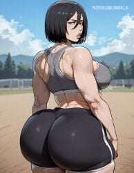 1girls ai_generated amiral_ai attack_on_titan back_muscles big_ass big_breasts black_hair blue_eyes bubble_ass bubble_butt curvaceous curvy_female eyes female female_only gym_clothes gym_shorts hourglass_figure huge_ass large_breasts light-skinned_female light_skin looking_back mikasa_ackerman paag shingeki_no_kyojin short_hair short_shorts sports_bra thick thick_ass thick_thighs voluptuous voluptuous_female wide_hips