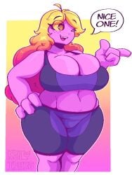 big_breasts bloobiesus breasts cleavage female huge_breasts slightly_chubby tagme theboobiesus thick_thighs wide_hips