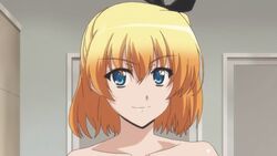 animated areola blonde_hair blue_eyes bouncing_breasts breasts dakara_boku_wa_h_ga_dekinai female fukumune_iria large_breasts orange_hair screencap short_hair talking