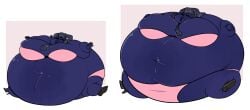 1girls alternate_breast_size belly_button bikini blue_body blue_skin blue_skinned_female blueberry_inflation bluwata body_inflation breast_expansion breast_growth danganronpa danganronpa:_trigger_happy_havoc inflation inflation_sequence maizono_sayaka navel puffy_cheeks round_body sequence swelling