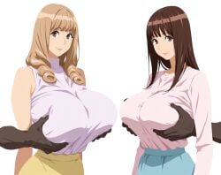 ai_generated azuki_miho azuki_miyuki bakuman dark-skinned_male groping_breasts groping_from_behind huge_breasts