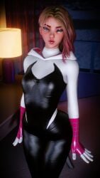 1girl 1girls 2026 3d 4k background bed bedroom blonde blonde_female blonde_hair blue_eyes bodysuit breasts chromatic_aberration clothed clothing costume crashbanditkut depth_of_field detailed_background eyebrow_piercing eyebrows eyelashes eyeshadow female freckles freckles_on_face gwen_stacy gwen_stacy_(spider-verse) hair half-closed_eyes hi_res high_resolution highres human indoors inside lamp light-skinned_female light_skin lips lipstick long_eyelashes looking_at_viewer makeup marvel marvel_comics mascara medium_hair multicolored_hair night piercing pink_hair pinup puckered_lips room self_upload slim_waist small_breasts solo solo_female solo_focus sony_pictures_animation spider-gwen spider-gwen_(spider-verse) spider-man:_across_the_spider-verse spider-man:_into_the_spider-verse spider-man_(series) standing straight superhero superhero_costume superheroine teenage_girl teenager thick thick_lips thick_thighs thighs tight_clothing virt-a-mate virtamate waist young young_female