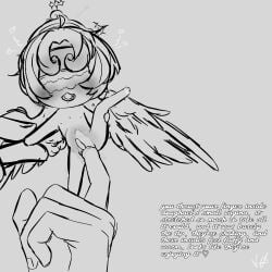 1nonbinary blushing cookie_run cookie_run_kingdom covered_eyes cute doughael fingering fingering_partner fingering_pussy halo herm hermaphrodite holding_hands human_on_cookie intersex interspecies leg_up monochrome nonbinary penis size_difference smaller_fingered stomach stretching_pussy text vagina wings wings_on_back yukidokeix