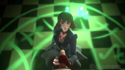 1boy 1girl1boy 1girls animated black_hair clothed clothed_female_nude_male deadlock duumass gloves handjob handjob_with_gloves kneeling looking_at_penis male_pov mina_(deadlock) nude_male pov red_eyes short_hair shorter_than_5_seconds stroking_penis tagme video