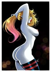 1girls ass batman_(series) big_ass big_breasts blonde_hair breasts dani_docampo dc_comics female female_only harley_quinn nipples pale-skinned_female pale_skin solo