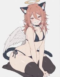 ai_generated angel_devil_(chainsaw_man) chainsaw_man femboy femmeup heavy_breathing looking_at_viewer naughty_face otoko_no_ko sissy sitting_on_knees sweat sweatdrop sweating tagme very_sweaty yaoi