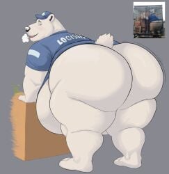 1boy artist_request ass big_ass chubby delivery_(commerce) delivery_employee fat fat_male furry furry_only male male_only mascot norte_refrigeracao overweight overweight_male polar_bear reference_image solo