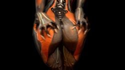 1girls 3d_animation animated animated_gif ass black_background bouncing_ass dat_ass gif hips large_ass looping_animation presenting shaking_ass shaking_butt simple_background thighs upscaled valkyr_(warframe) warframe wattchewant