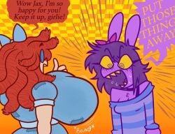 big_breasts breasts dapper_little_arts female furry huge_breasts hyper_breasts jax_(the_amazing_digital_circus) me ragatha_(the_amazing_digital_circus) tag tagme the_amazing_digital_circus thick_thighs trans_woman transgender transgender_woman_(lore) wide_hips
