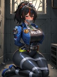 ai_generated black_hair red_eyes zenless_zone_zero zhu_yuan