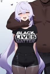 big_breasts black_lives_matter black_shirt black_swan_(honkai:_star_rail) blacked choking cuckold dark-skinned_male dark_skin dominant_male domination fat_male goth_girl honkai:_star_rail hoyoverse interracial lord_dante lorddantesito netorare ntr qos saliva saliva_drip submissive submissive_female