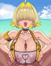 1boy 1girls elegg_(boom_and_shock)_(nikke) elegg_(nikke) hiyoko_spot huge_breasts paizuri penis