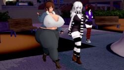 big_breasts clockwork_(creepypasta) creepypasta huge_breasts koikatsu nina_the_killer pale-skinned_female pale_skin short_hair ultimate_collector walking zero_(creepypasta)